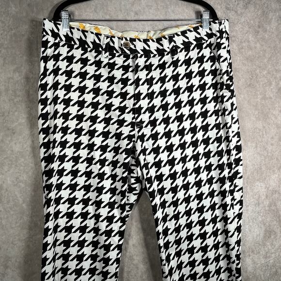 Loudmouth Pants Mens 40X32 White Black Houndstooth Chino Golf Straight Preppy - Picture 2 of 11